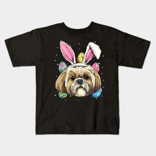 Shih Tzu Easter Bunny Dog Pet Owner Breeder Animal Lover Kids T-Shirt